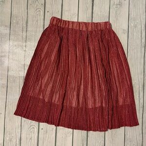 Elegant Red Pleated Skirt